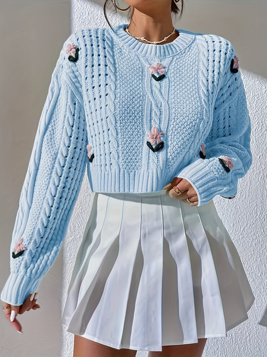 Zhonggong Hand-embroidered Retro Elegant Sweater Set With Flower Pattern