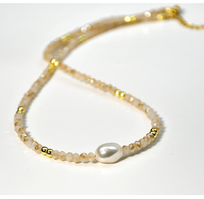Natural Freshwater Pearl Beaded Necklace Boho Style Adjustable Neck Chain Everyday Jewelry Gift