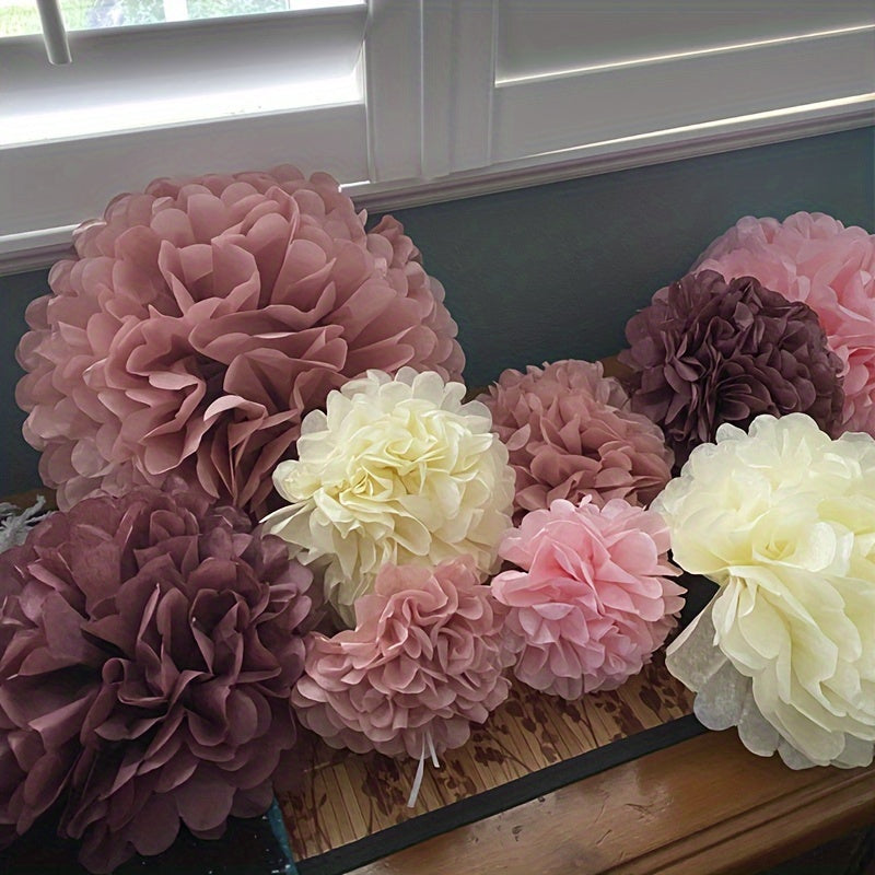 20pcs Set Hanging Flower Pompom Tissue Paper Pom Poms for Weddings and Other Occasions Party Birthday Baby Shower Christmas, Halloween Decorations, Event Styling, Party Decorations, Whimsical Decor, Hanging Decor, Delicate De