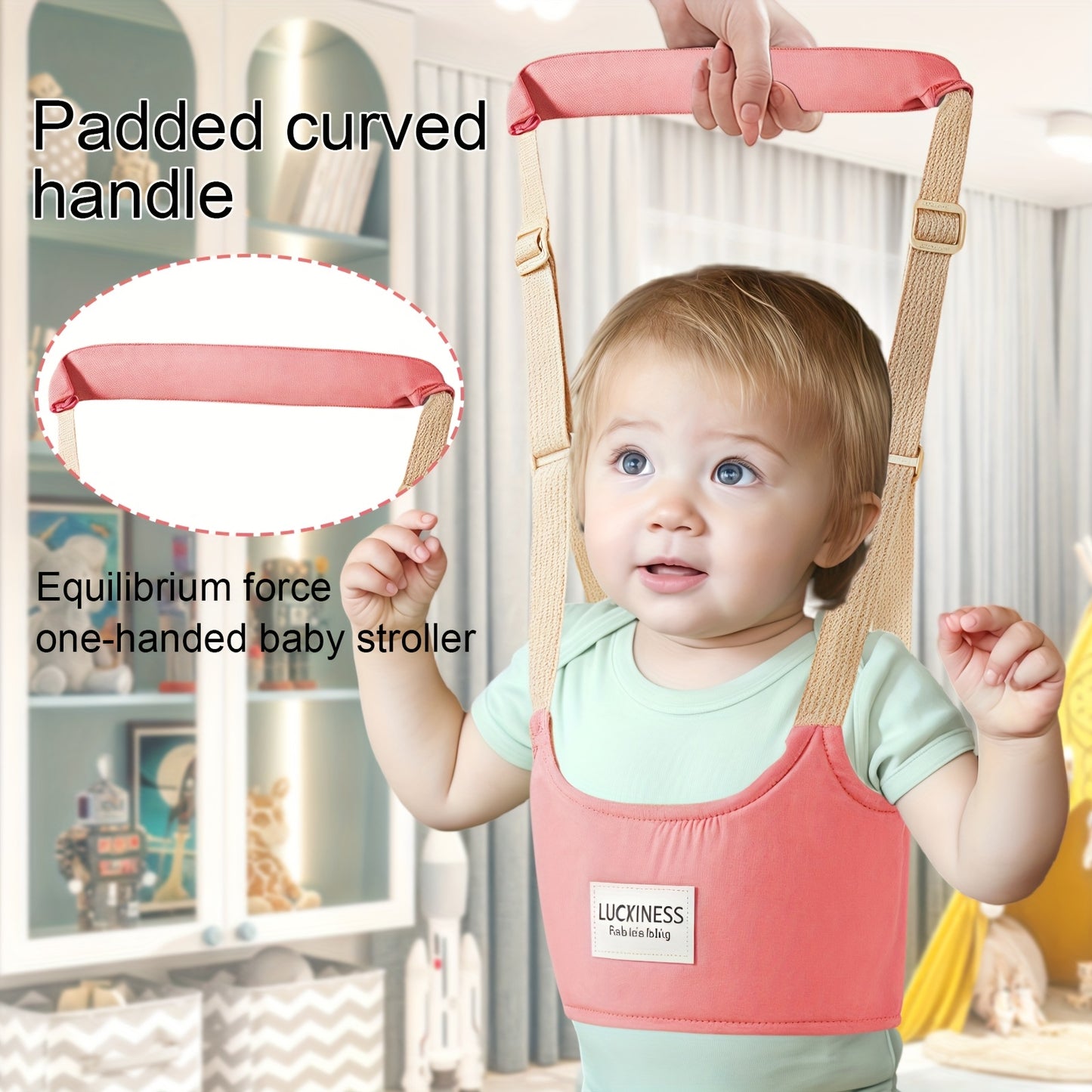 1pc Handheld Early Walking Aid with Anti-Slip Traction Straps - Durable Polyester Harness for Infants, Teething, and Toddlers - Reduces Falls & Improves Coordination - Ideal Baby Learning Tool, Toddler Walking Aid, Secure Fit