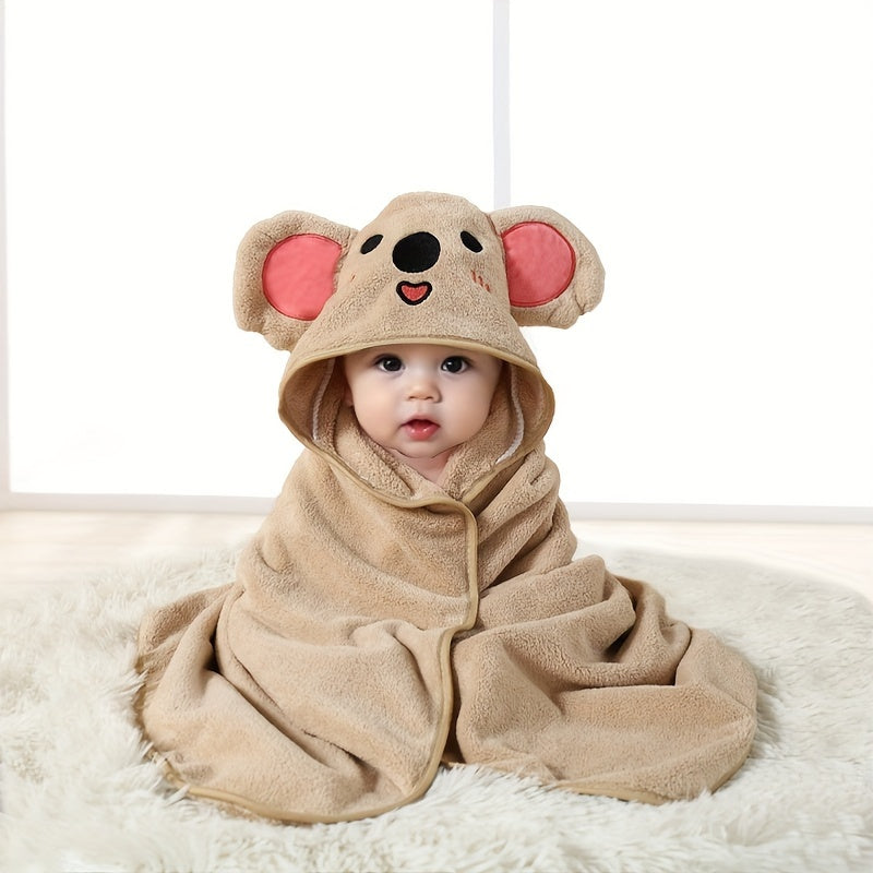 Baby Hooded Swaddle Blanket, Soft Plush Dinosaur Character Wrap, Machine Washable Polyester for 0-3 Years, Absorbent Breathable Skin-Friendly, Multi-Use Towel for Bath, Nap, Stroller – 80.01x80.01 cm