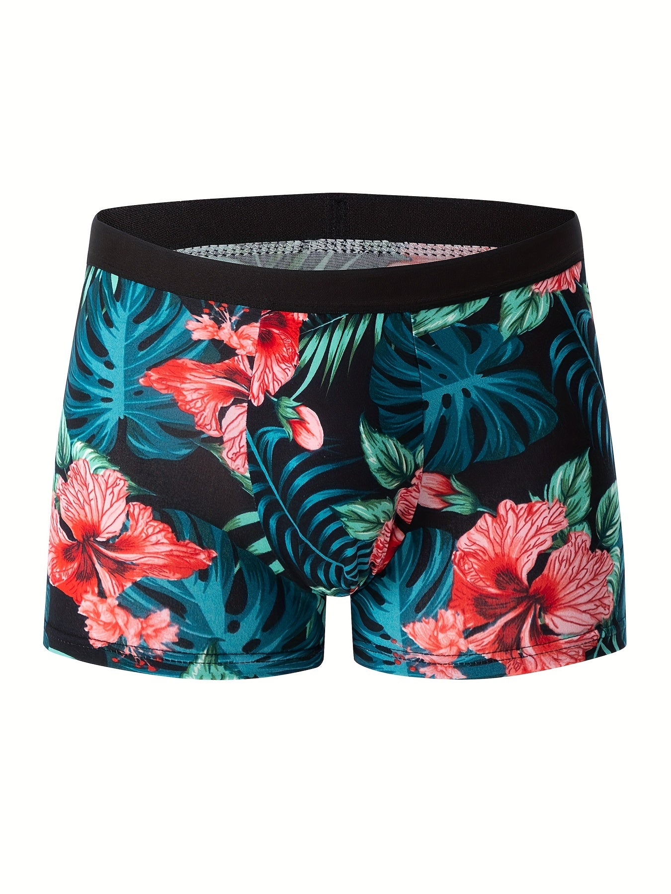 4pcs Flower Pattern Men's Underwear Boxers, Casual Boxer Briefs Shorts, Breathable Comfy Stretchy Boxer Sports Shorts