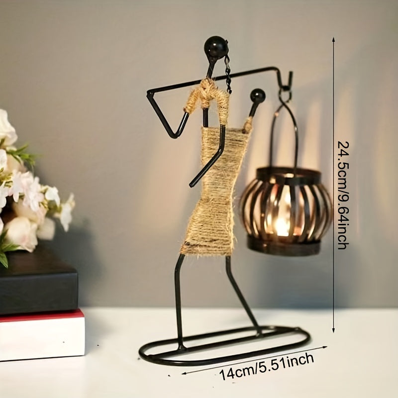 [1pc Lady Character Candle Holder] 1pc Metal Shaped Candle Holder With A Lady Character Design, Christmas Decoration, Christmas Candle Holder
