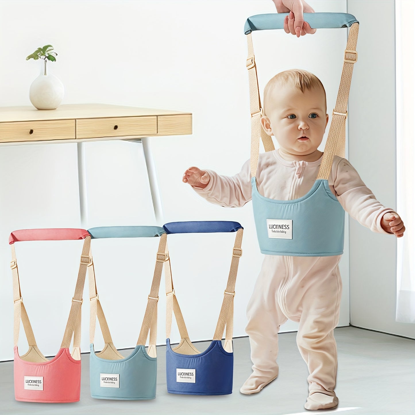 1pc Handheld Early Walking Aid with Anti-Slip Traction Straps - Durable Polyester Harness for Infants, Teething, and Toddlers - Reduces Falls & Improves Coordination - Ideal Baby Learning Tool, Toddler Walking Aid, Secure Fit
