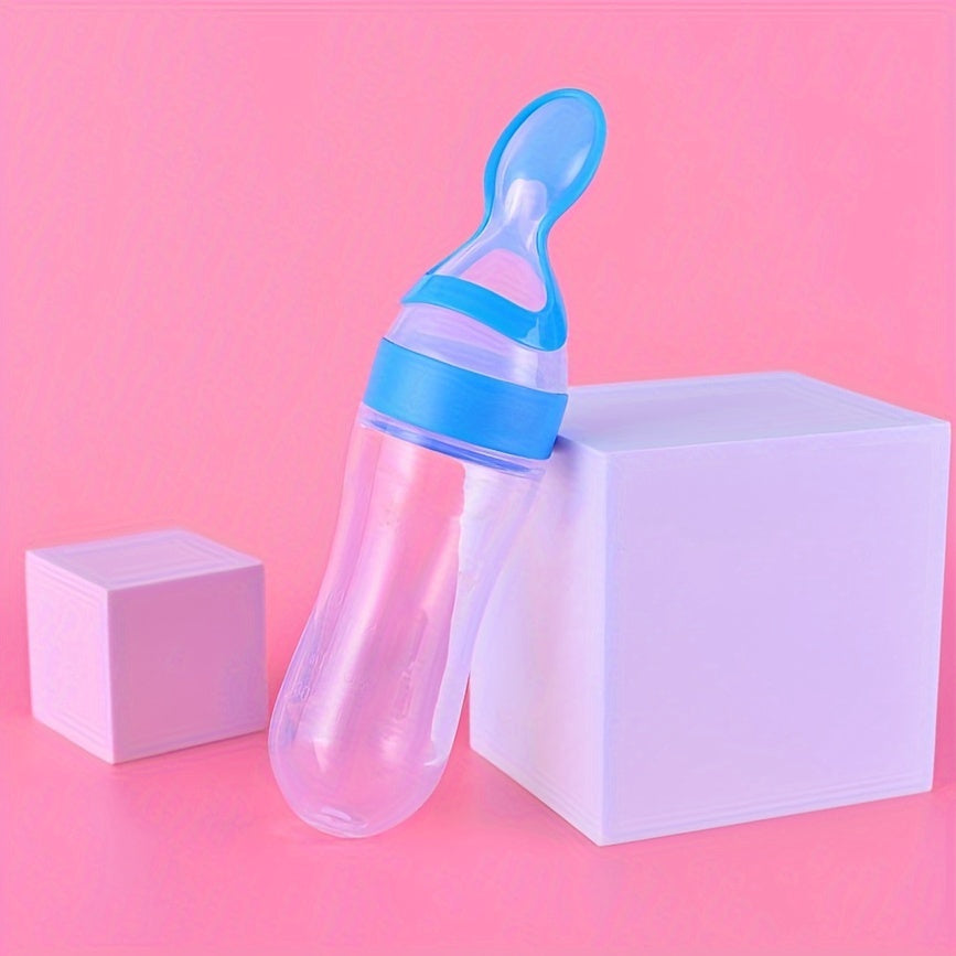 [Silicone Baby Feeder] Silicone Baby Food Feeder, Multifunctional Feeding Bottle with Spoon | Food Dispensing, Food Supplement, and Medicine Processor