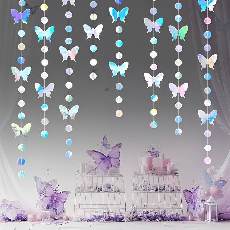 Butterfly Flower Garland Hanging Decoration 4m/13.1ft, Art Deco Style, Universal Seasonal Décor for Weddings, Birthdays, Parties, No Electricity Required