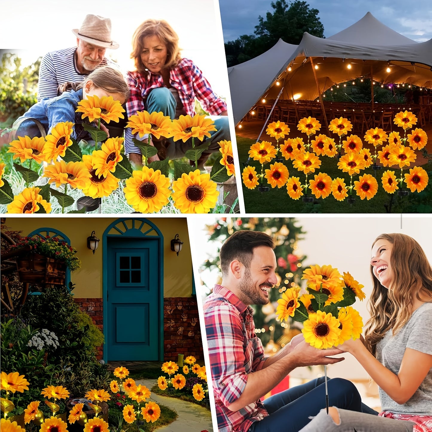 LED Solarium Flower with Realistic Sunflower Lamp - Outdoor/ Lawn & Balcony Landscape Lighting, Plug-Free Operation, Durable Plastic (Easy Semi-Recessed Installation) - Photovoltaic