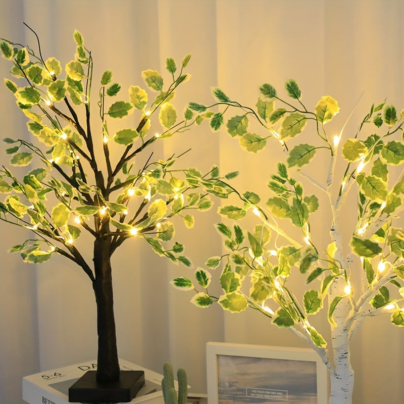 1pc Birch Christmas Leaf Flower Lamp Romantic Bedroom Night Light Room Decoration Table Lamp Sleep Decor Bedside Atmosphere Lamp