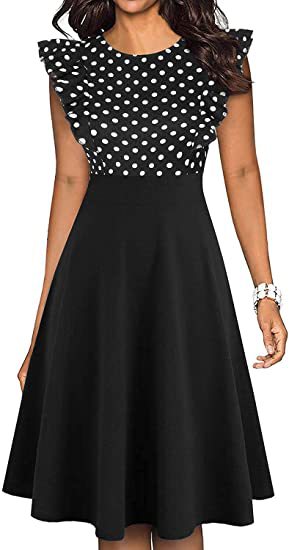 Women's Ruffle Sleeve Slim-fit Printed Dress