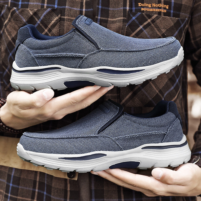 Men's Canvas Breathable Slip On Loafer Shoes Comfortable Walking Sneakers