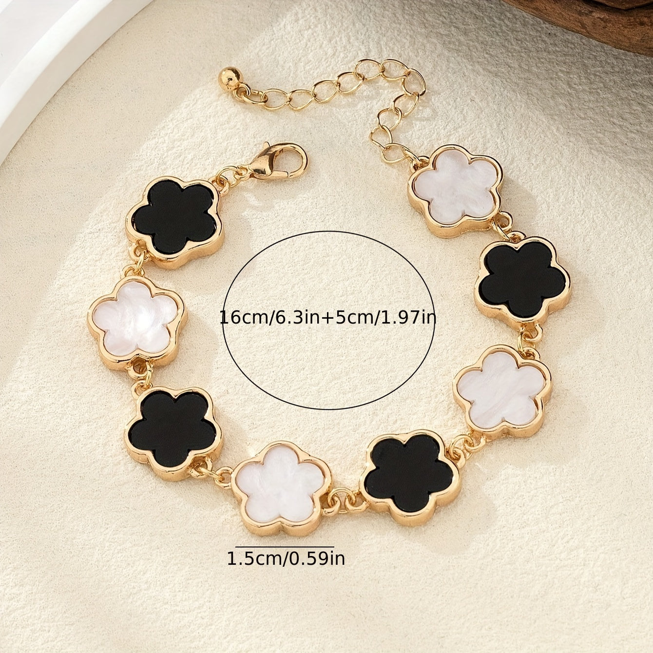 1pc Five Leaf Flower Thin Chain Bracelet Adjustable Hand Chain For Women