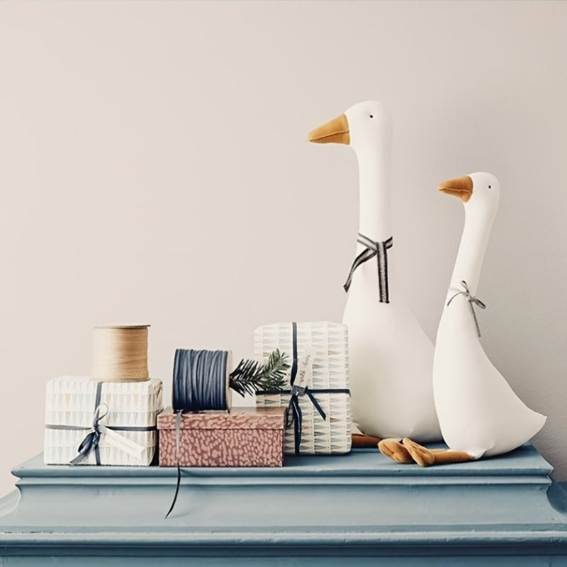 LA DEARCHUU Cartoon Goose Plush Toy - Cute White Duck with Orange Beak & Webbed Feet, Ideal for Baby Room Decor, Playful Animal Plaything, Playful Duck Toy|Playful Duck Design|Soft Texture