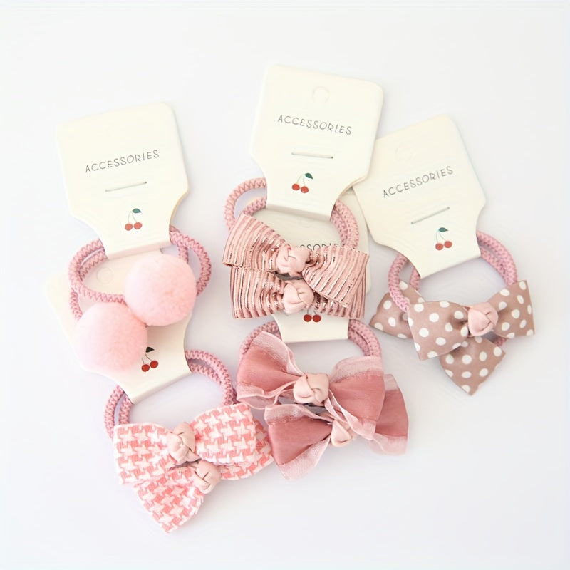 10pcs Cute Bowknot Headwear, Kids Elastic Hair Bands, Cartoon Accessories Baby Headdress