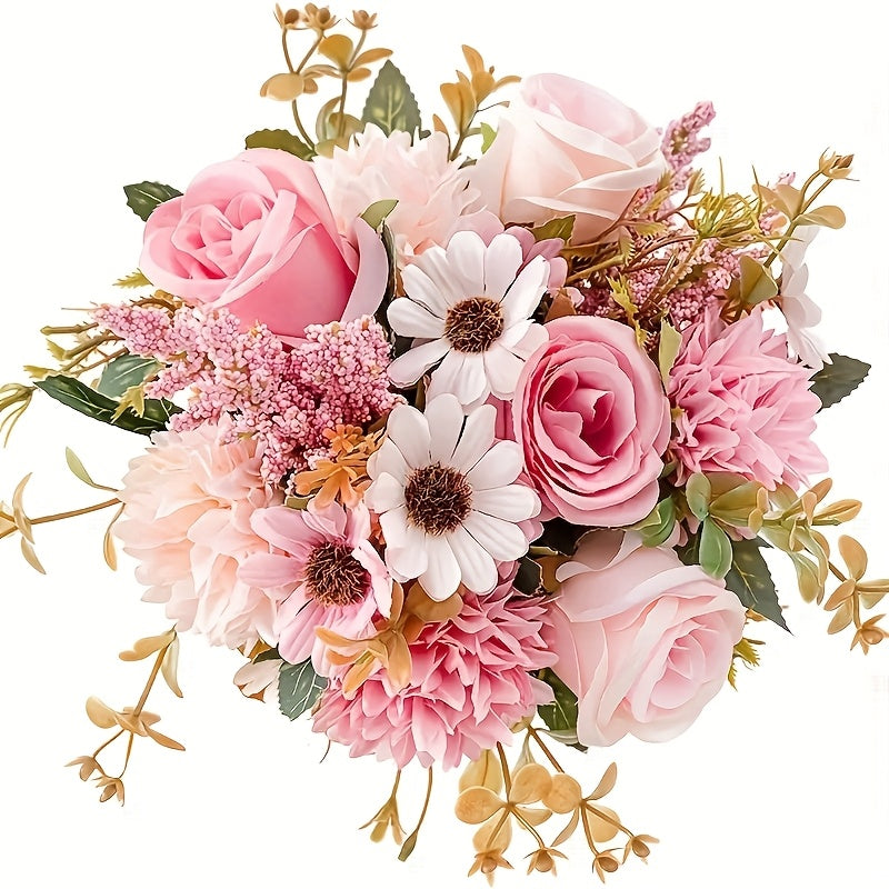 2 Bouquets of Vibrant Pink and White Peonies - Real Touch Artificial Flower Arrangement with Roses, Lavender, and Eucalyptus - Perfect for Weddings, Birthdays, Anniversaries, Mother'S Day - Indoor/Outdoor Decor, Holiday Celeb