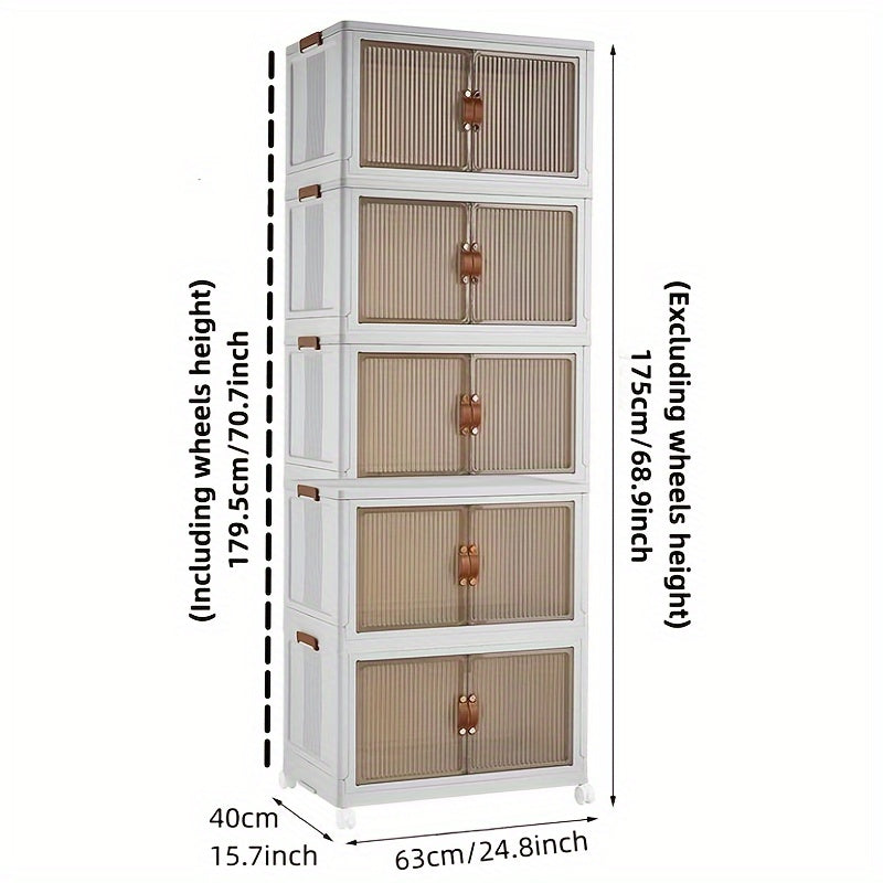 1pc Transparent Storage Box Collapsible Storage Bin with Lids and Pulley - Portable 1/2/3 Layers Organizer for Easy Access and Convenient Storage