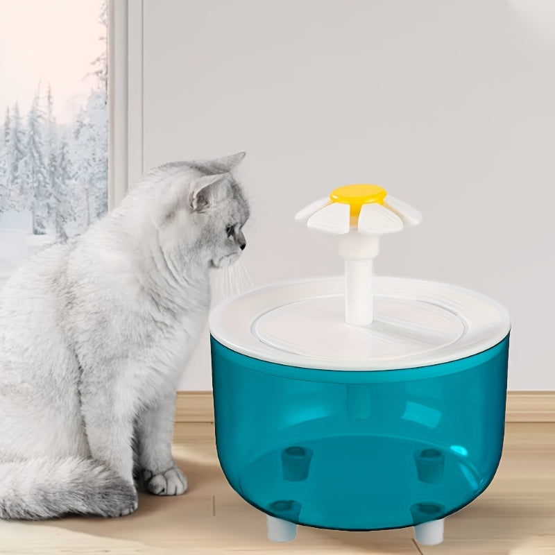 Automatic Flower-Shaped Pet Water Fountain - Large Capacity - Cat & Dog Drinking Fountain with Gravity-Fed System, Low Voltage Safe Operation (Under 36V) for Cats & /Medium Dogs - Plug & Play Water Dispenser, Dog Water Founta