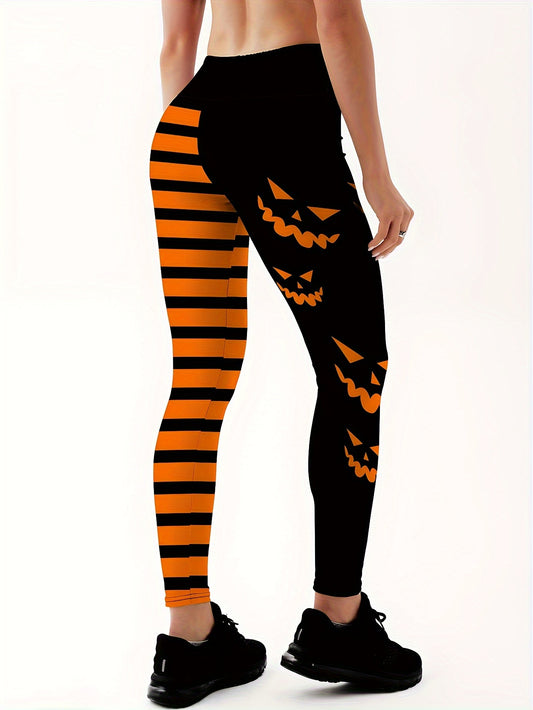 Flower Print High Waist Yoga Pants, High Stretch Running Fitness Workout Leggings, Women's Activewear
