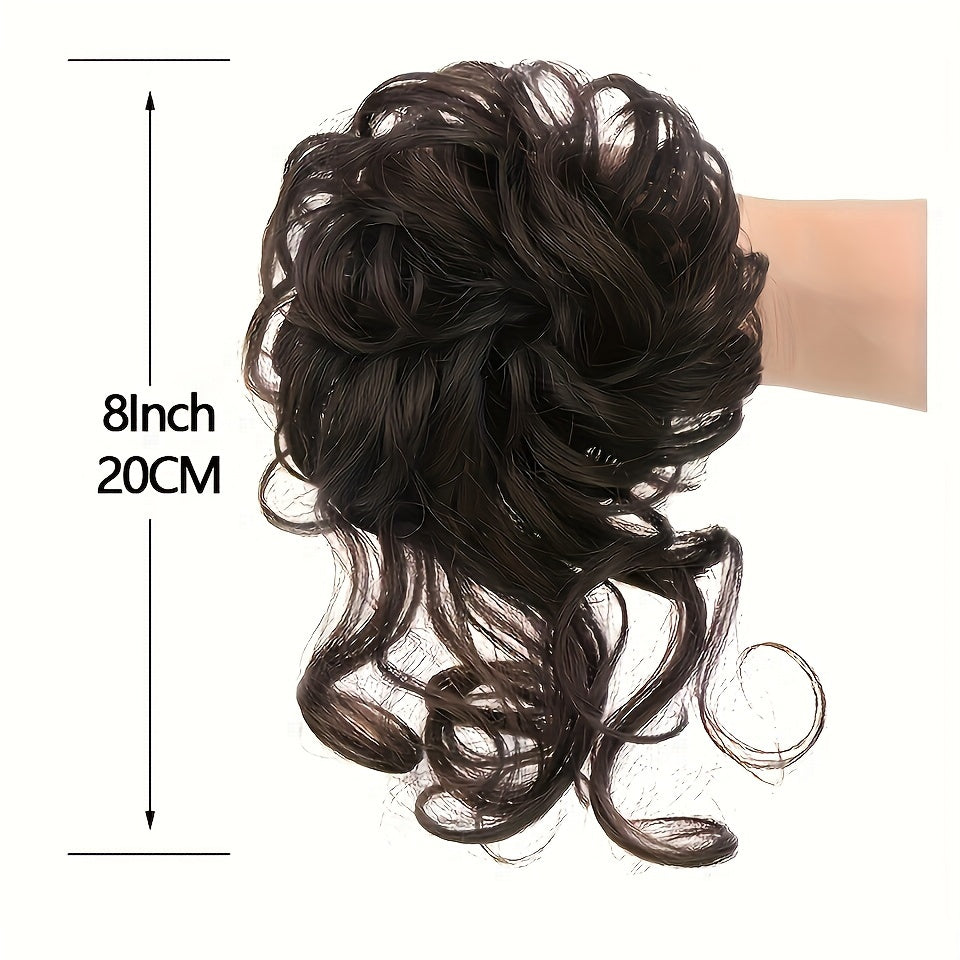 Add Volume And Style with Synthetic Messy Curly Hair Bun Chignon Scrunchy Hair Band! Hair Halloween Christmas