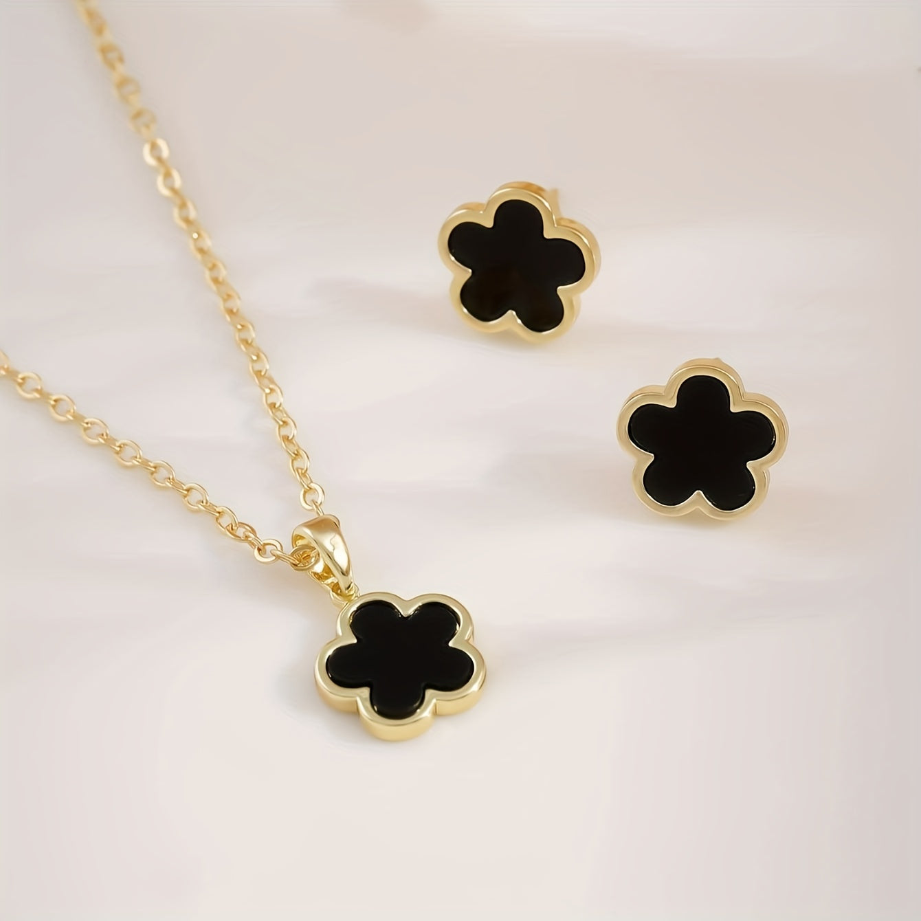 1 Pair Of Earrings + 1 Necklace Coquette Style Jewelry Set Trendy Luck Flower Design Multi Colors For U To Choose Match Daily Outfits