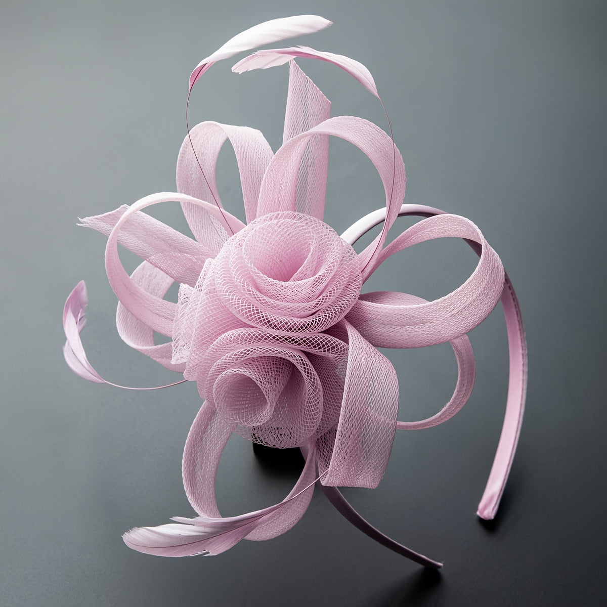 1pc Elegant Women'S Fascinator Headband - Polyester Mesh Flower Veil with Feather Detail for Cosplay, Bridal, Wedding, Tea Party, Church Hat Accessory, Derby Racing - Birthday Gift, Carnival/Mardi Gras/Masquerade