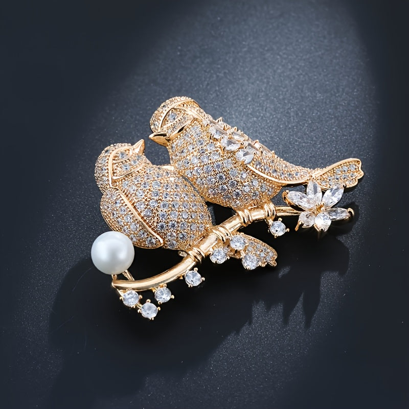 Christmas Lovebird Fashion Zirconia Brooch 2023 New in Trendy