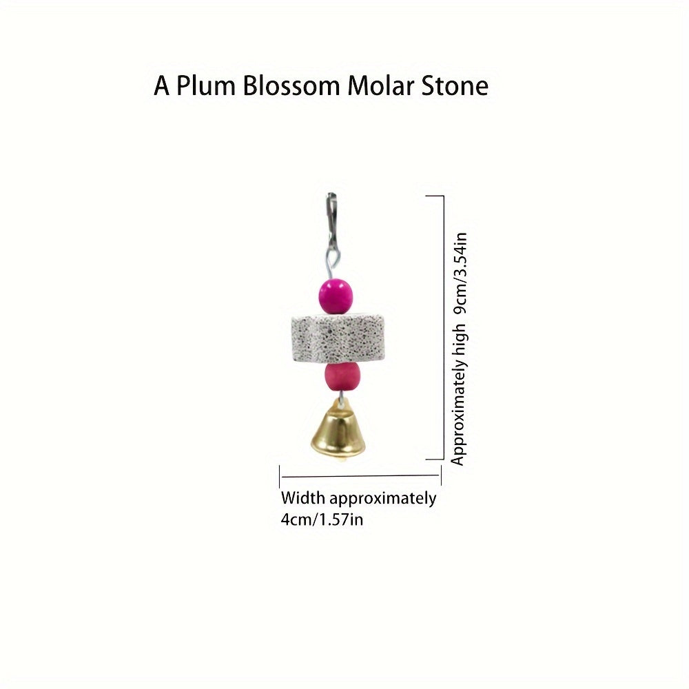 Engaging Flower-Shaped Parrot Toy with Bell: Cage-Friendly, Beak Grinding Mineral Stone for Healthy & Entertained Birds
