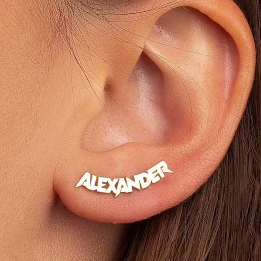 Custom Name Stud Earrings for Women - Silvery