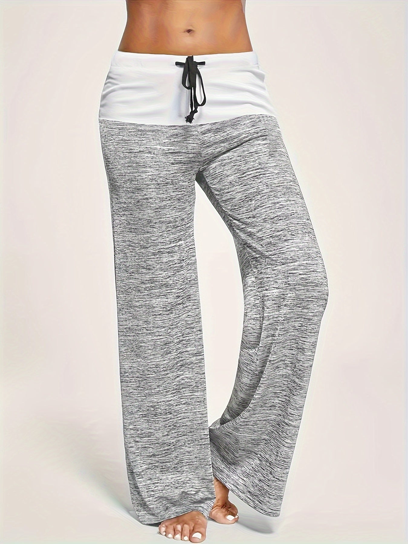 Wide Leg Elastic Yoga Pants, Loose Casual Drawstring Pants, Women's Clothing