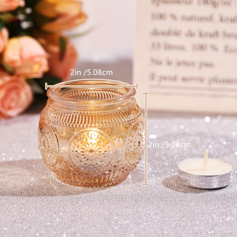 Glass Tea Light Candle Holders, Polished Finish, Flower Theme, Tabletop Mount, Versatile for Wedding, Shower, Party Decoration, Ideal for Christmas, Halloween, Easter, Thanksgiving, Valentine'S Day