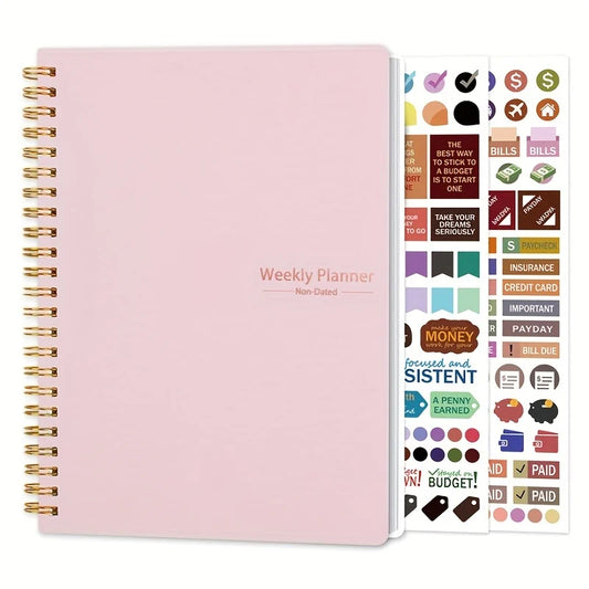 Pink & 3 Stickers Undated A5 Daily Weekly Notebook Planner