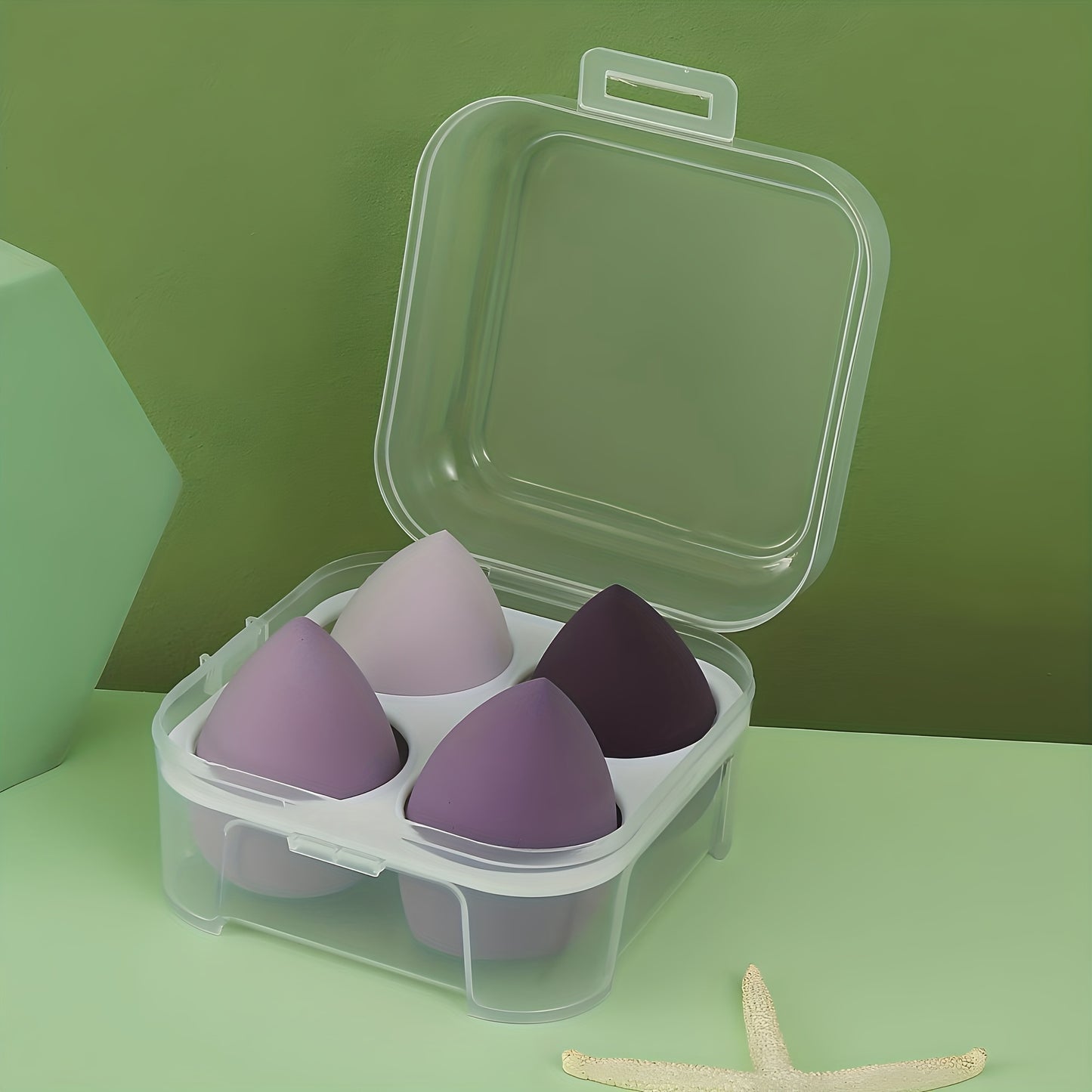 4pcs Premium Makeup Blender Set - Soft & Durable Sponges with Storage Box - Perfect for Foundation & Powder Application - Ergonomic Beauty Tool for Flawless Coverage