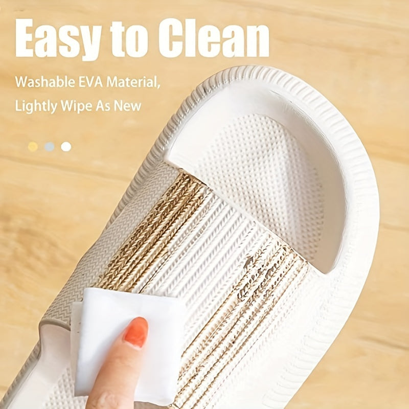 Women'S Solid Color EVA Slippers, Open Toe Slip-On Sandals with Strappy Back, Flat Heel Indoor Home Slippers, Ultra-Soft Comfort Footwear