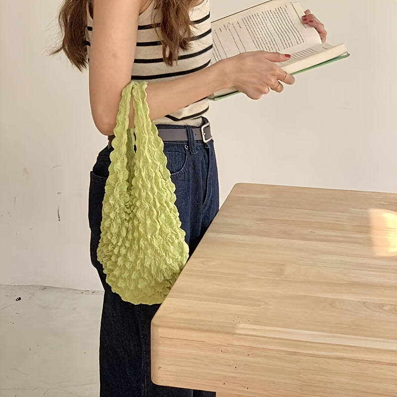 Women's Extra Large Foldable Shopping Tote Bag - Solid Color, Fabric with Polyester Lining - Hand Wash or Dry Clean | Fixed Shoulder Straps | Retractable Design