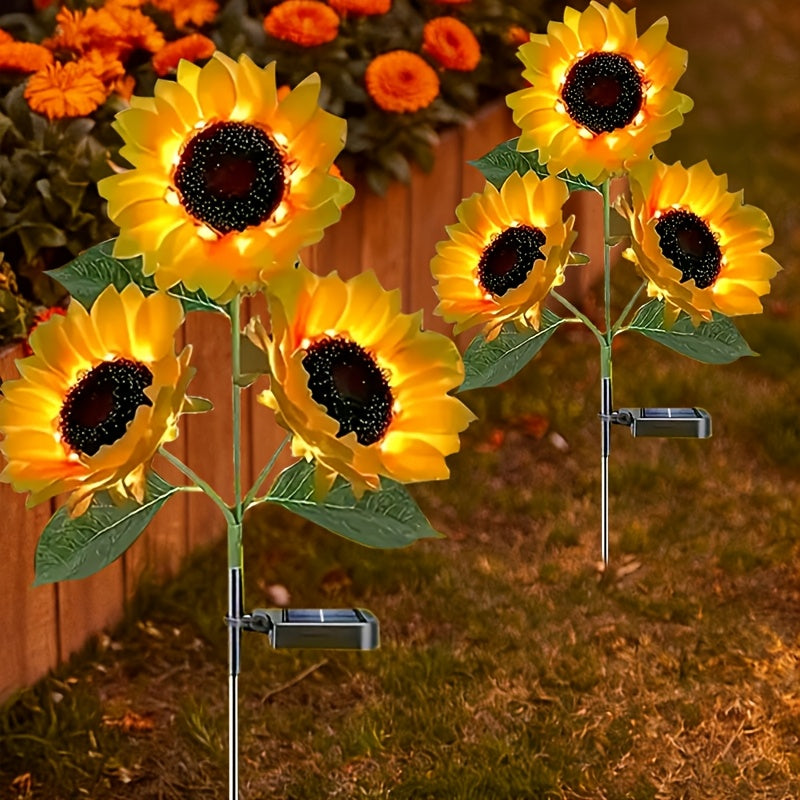 LED Solarium Flower with Realistic Sunflower Lamp - Outdoor/ Lawn & Balcony Landscape Lighting, Plug-Free Operation, Durable Plastic (Easy Semi-Recessed Installation) - Photovoltaic
