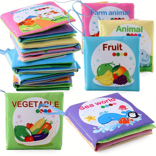8 & 5 & 3 Soft Cloth Baby Book Sets Cognitive Cloth Books Fruit Animal Educational Toys, Early Education Cloth Books Are Tear-Resistant And Washable Cloth Books with Vivid Fruit, Animal And Ocean Themes Promote Early Learning