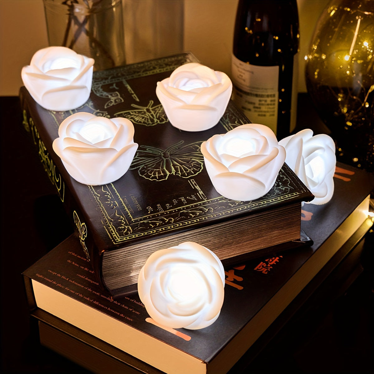 6pcs, Led Electronic Luminous Rose Flower, Valentine's Day Gift, Home Decoration, Countertop Decoration, Proposal Candle Rose, Wedding Rose, Valentine's Day Scene Decoration