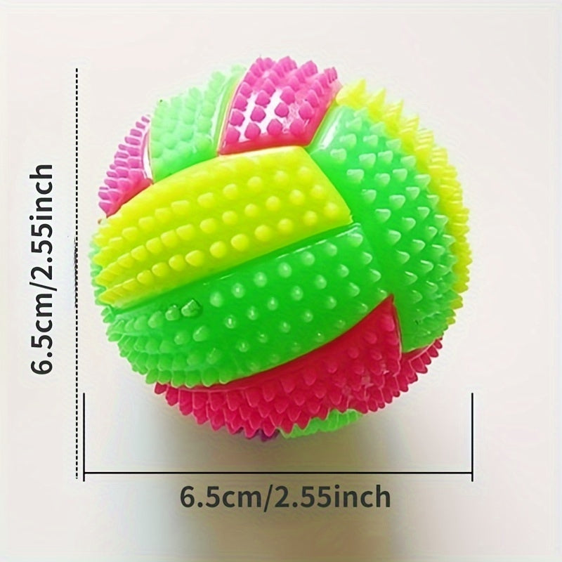 1pc Rainbow Color Dog Glowing Molar Ball Toys Elastic Ball Dog Toy For Dog Interactive Supply