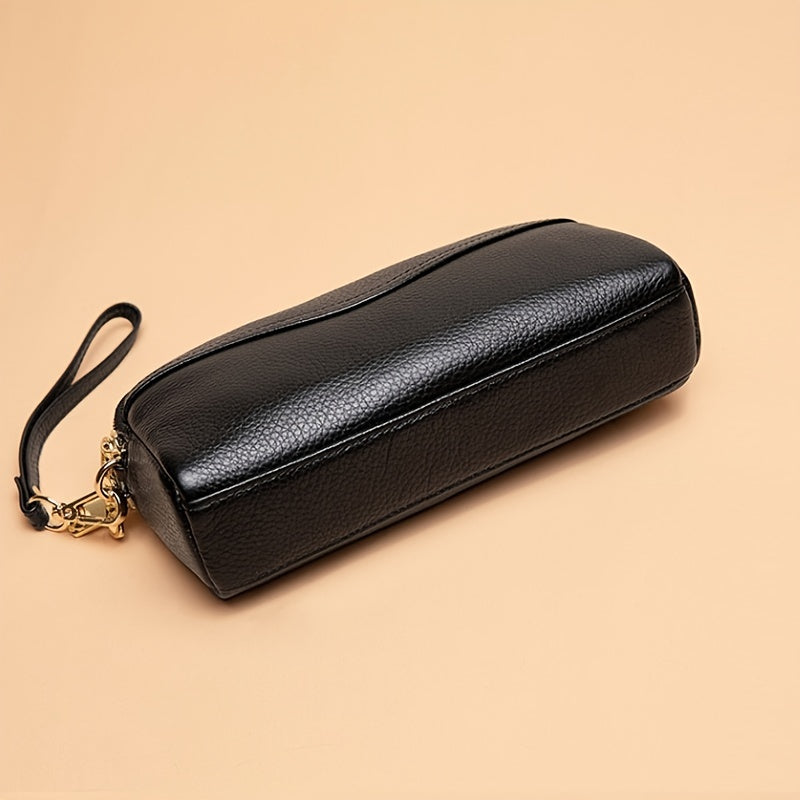 Small Zipper Crossbody Bag, Women's Double Layer Clutch Purse, Solid Color Wristlet Wallet