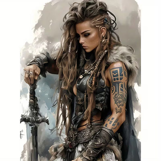 30x40cm Nordic Warrior Diamond Painting Completed & Framed (Use name for frame colour)