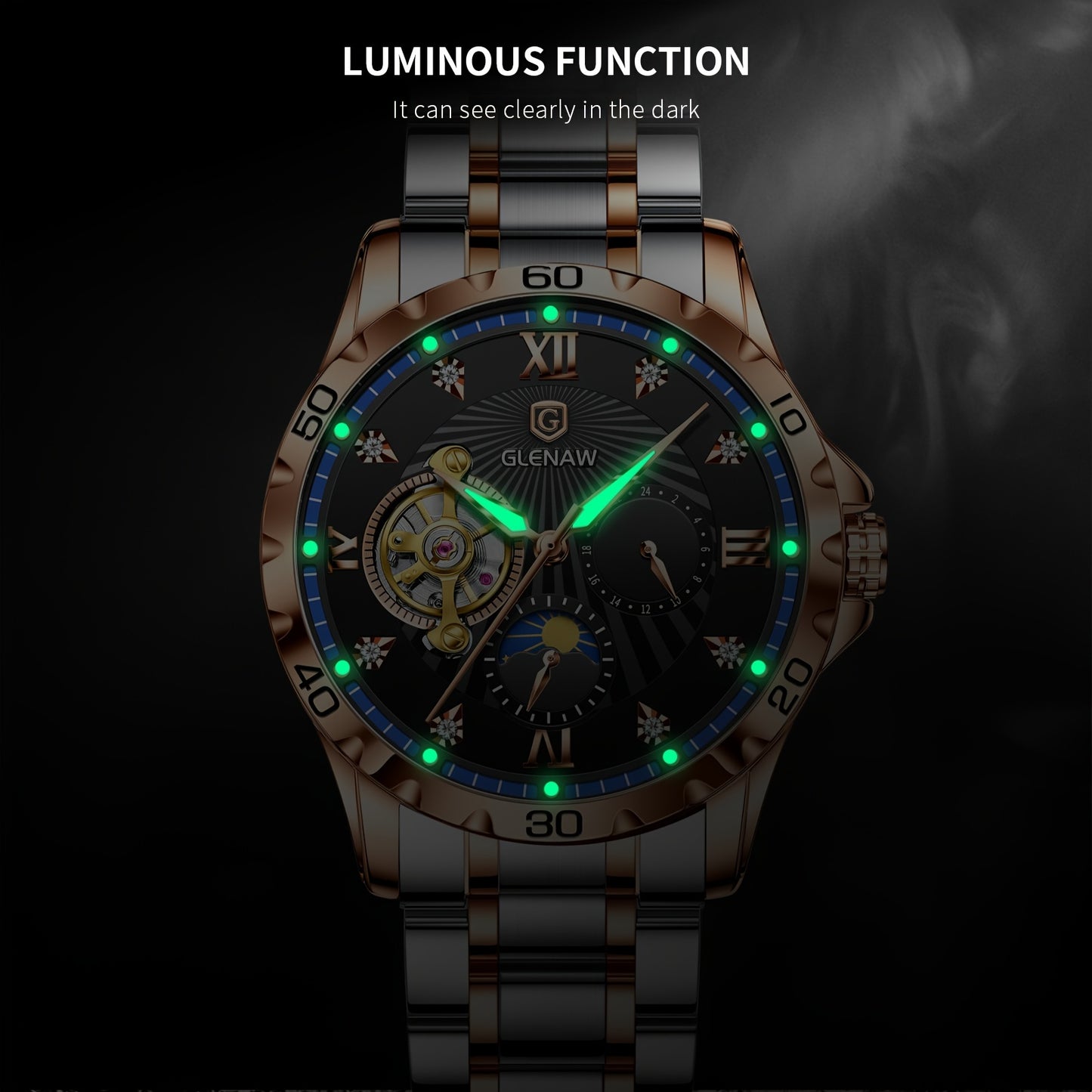 Men's Luxury Skeleton Automatic Watch - Waterproof Stainless Steel Strap, Self-Winding Mechanical Movement, Ideal Gift for Him, Business, Anniversary, or Special Occasions