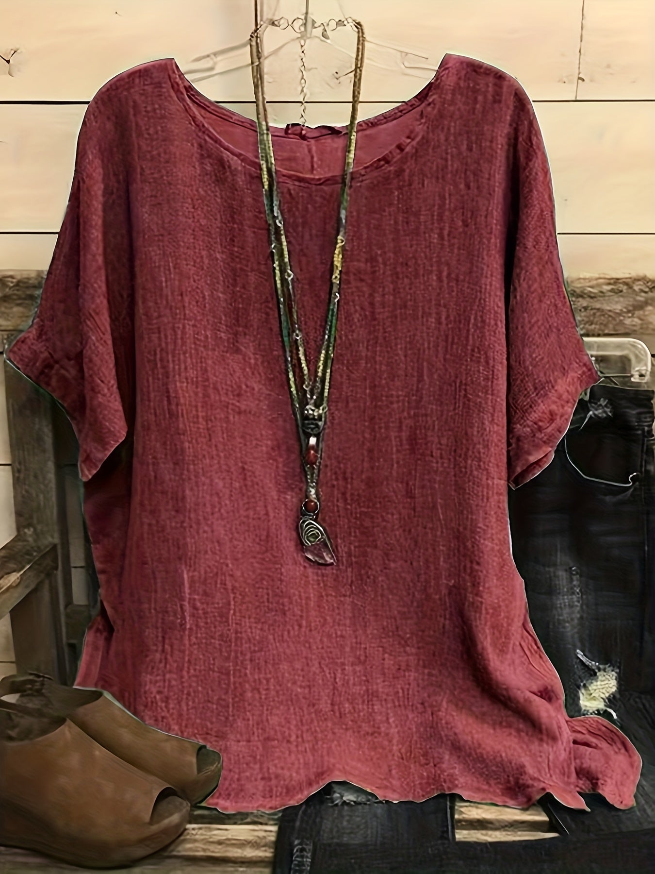 Plus Size Casual Short Sleeve T-Shirt - Lightweight Semi-Sheer Round Neck Top, Machine Washable Non-Stretch Fabric for Spring Summer Fall, Versatile Layering Essential
