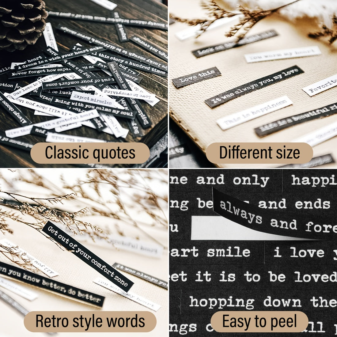 406pcs Empowering Quote Stickers - Motivational & Positive Phrases for Scrapbooking, Perfect for Journals, Planners, and DIY Art Crafts - Enhance Your Vintage Album & Creative Projects