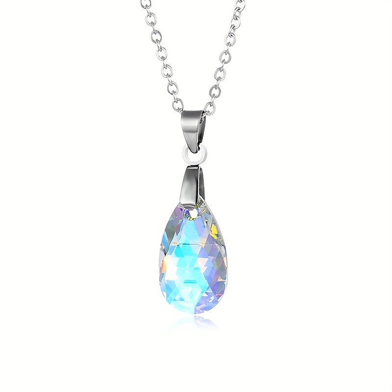 [Fashionable Jewelry] Fashionable Jewelry Set | Colorful Crystal Drop Earrings And a Pendant Necklace
