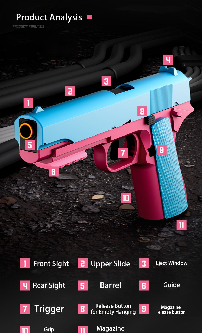 New Style Toy Gun Soft Clip Pistol [Upgradeable Continuous Shot] Short Bit Suspension Mode Clip And Pull Back Action, Toy Foam Blaster, Educational Toys Models Halloween Christmas Gift