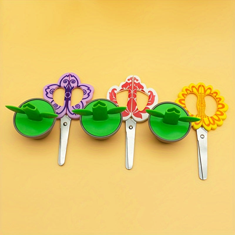 Cute Flower-Shaped ABS Resin Safety Scissors - Right-Handed, Perfect for Office & School Supplies, DIY Crafts, and Desk Decor by YOJII