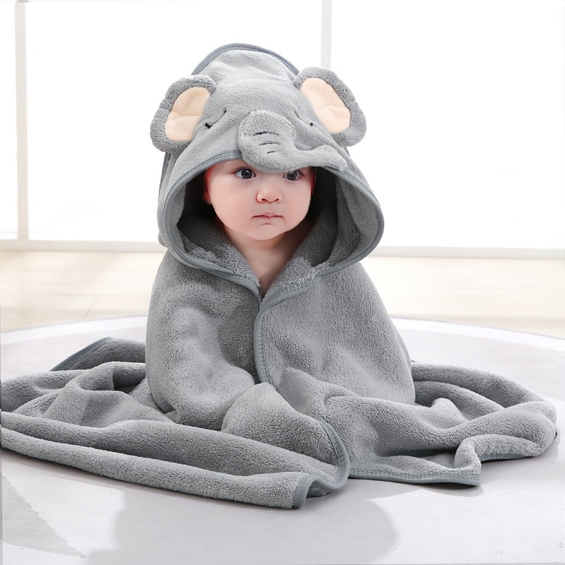 A Super Absorbent Microfiber Baby Bath Towel, Suitable for Infants Aged 0-2 Years, Featuring a Hood, Soft And Comfortable, with a Cartoon Design, Machine Washable, Perfect for Baby Bathing