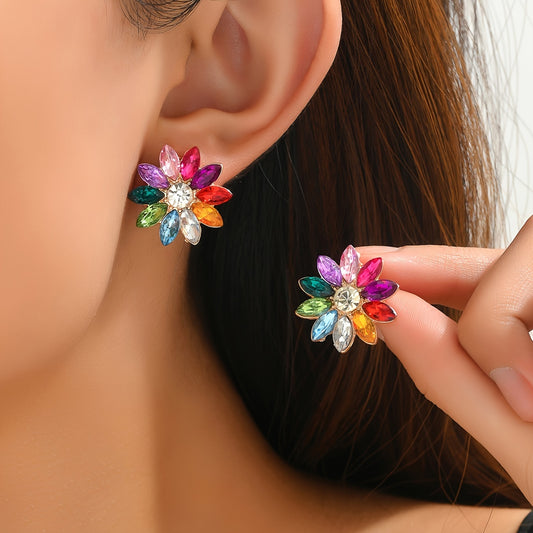 Vibrant Enchanting Flower Stud Earrings - Hypoallergenic & Lightweight - Perfect for Summer Parties, Proms, Weddings - Designed for Women