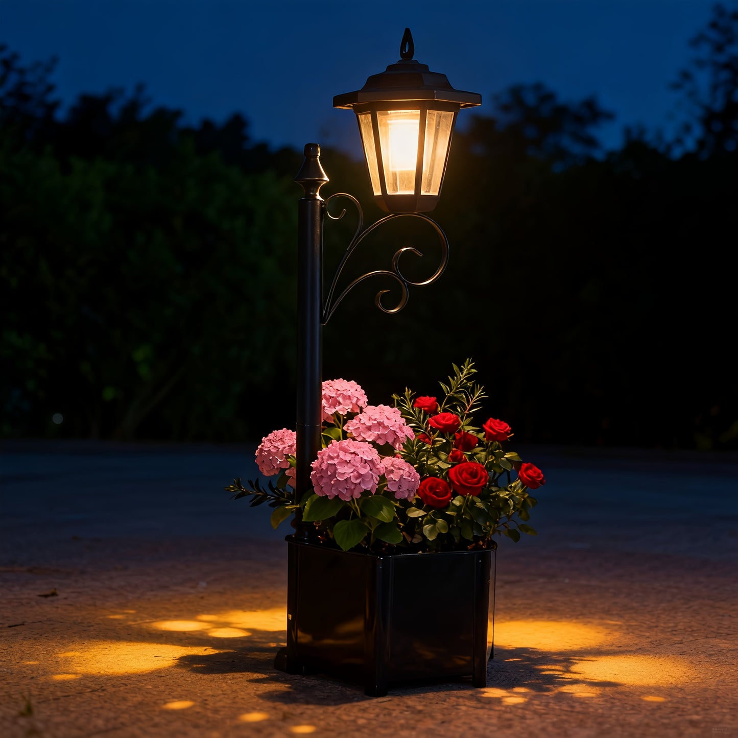 71.12 cm Solar Powered Garden Light with Flower Pot Base | Outdoor Lamp for Pathway, Yard, Patio Decor, Auto On/Off, IP44, Semi Flush Mount, Polished Finish, DJGIFI Brand