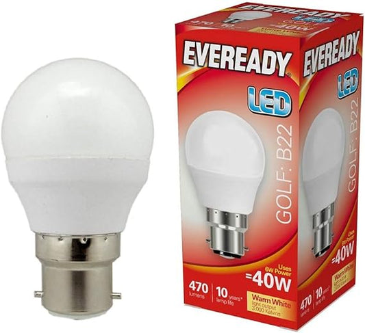 Eveready LED Bulb - Golf Opal B22 470lm Warm White