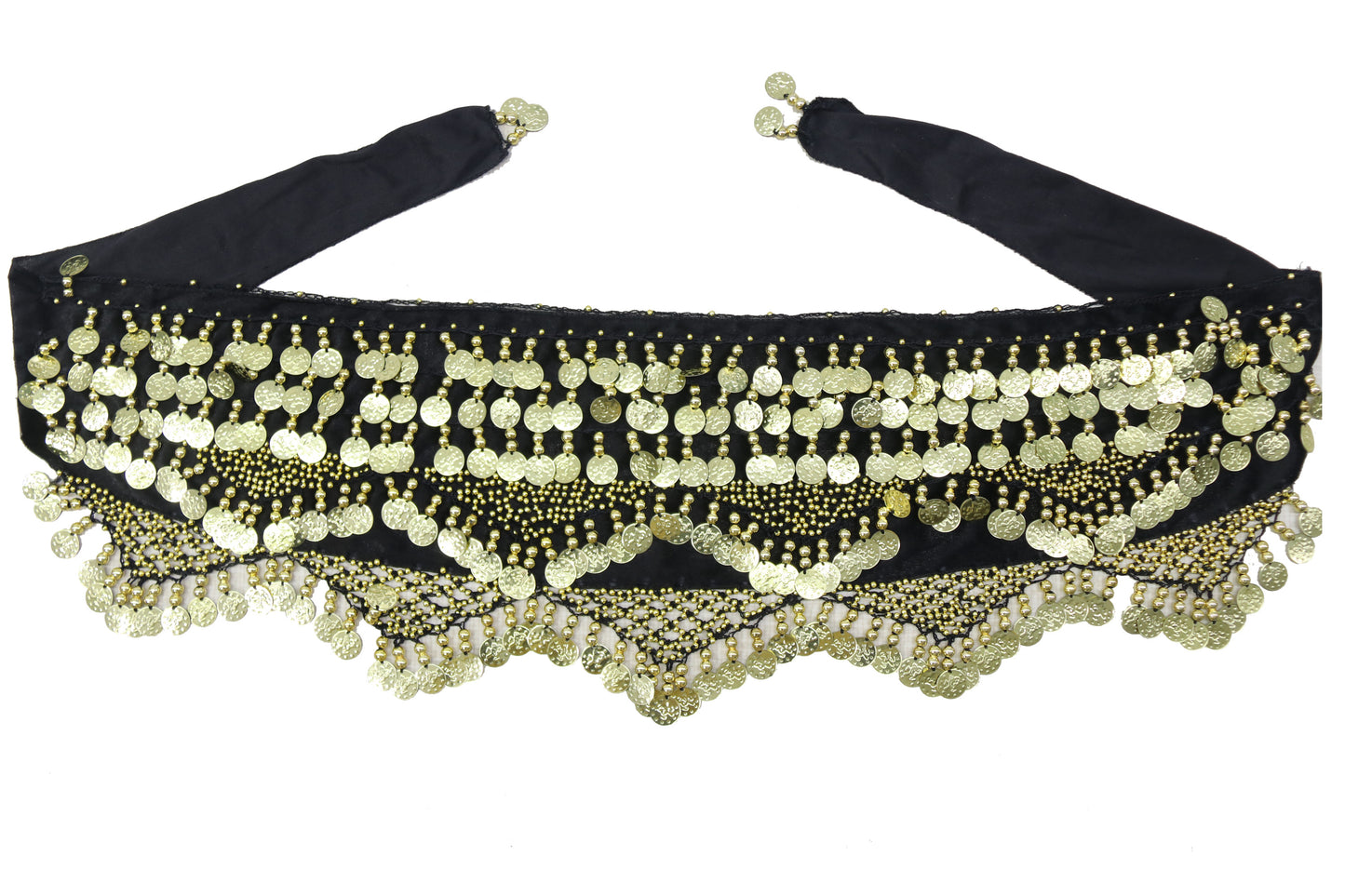 Vibrant Belly Dance Hip Scarf Wrap Skirt for Women - Golden Coins and Beads Accessories, Jingle Music, Egyptian-Inspired Design - Perfect for Rave Outfit, Halloween Costume, Festival Clothing, Carnival, Christmas Party, Perfo